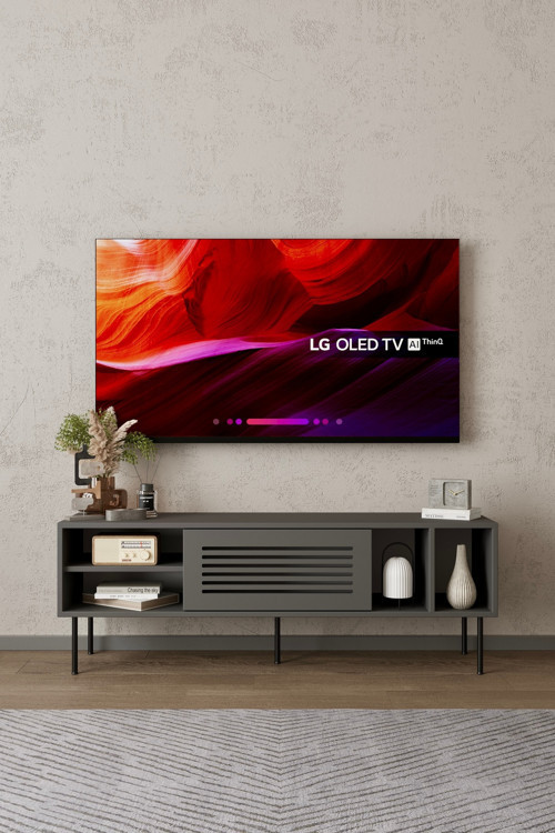 Umay Gri 120 Cm Tv Ünitesi (100% Mdf&Metal Ayak)