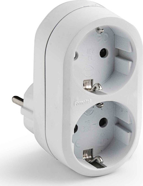 1332 2’li Priz Çoğaltıcı Adaptör 16A 250V Beyaz İkili Priz