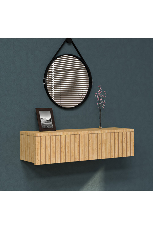 Konsol Tek Büyük Çekmeceli | Dresuar | Duvara Monte Mdf Ahşap Raf | Makyaj Masası 55Cm Uzunluk