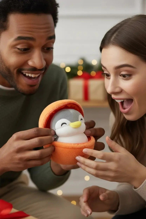 Lisanslı Meyve İçindeki Penguen Serisi Peluş Oyuncak Portakal – Yumuşak Dokulu Eğlenceli Peluş Figür