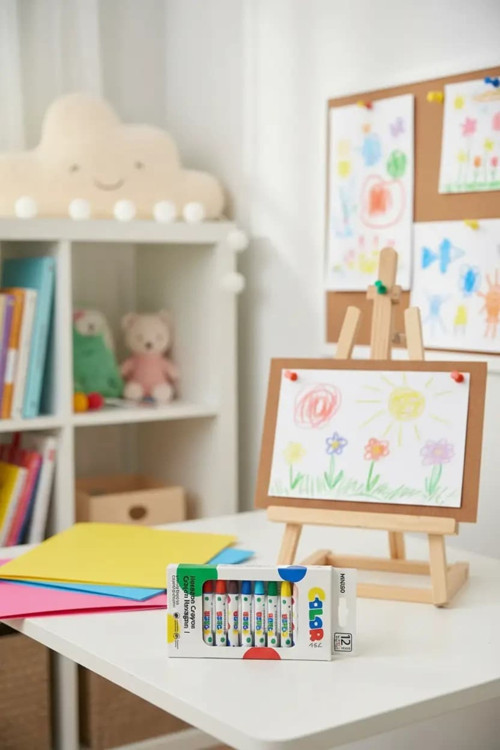 Lisanslı Polka Dot Altıgen Yağlı Pastel Seti 12 Renk – Dengeli Tutuş