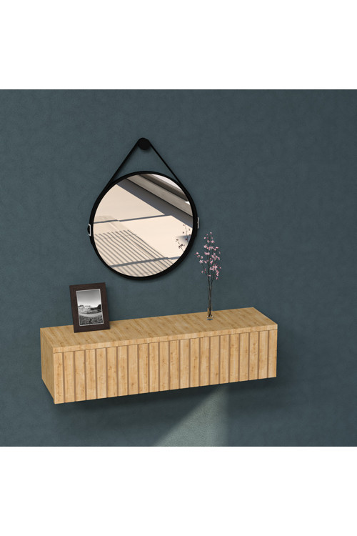 Konsol Tek Büyük Çekmeceli | Dresuar | Duvara Monte Mdf Ahşap Raf | Makyaj Masası 55Cm Uzunluk