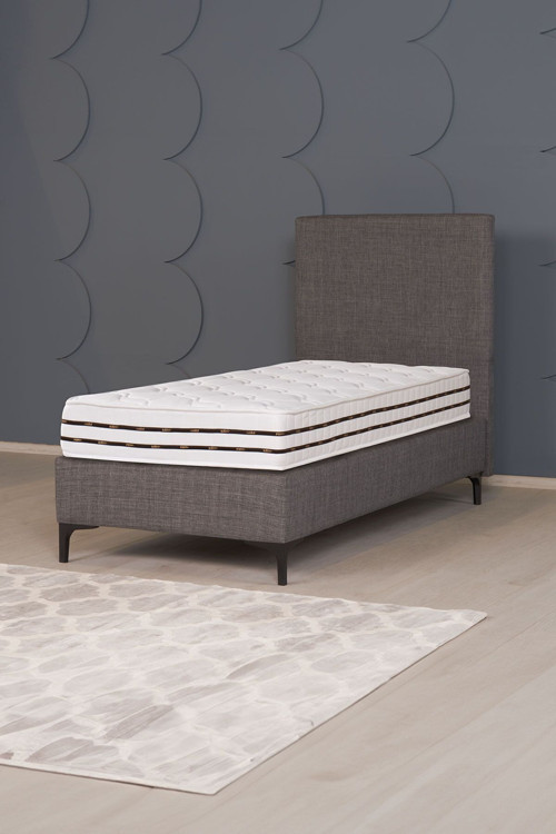 Luna Lux 3'Lü Set (Paket Yaylı Yatak, Baza, Başlık) Antrasit