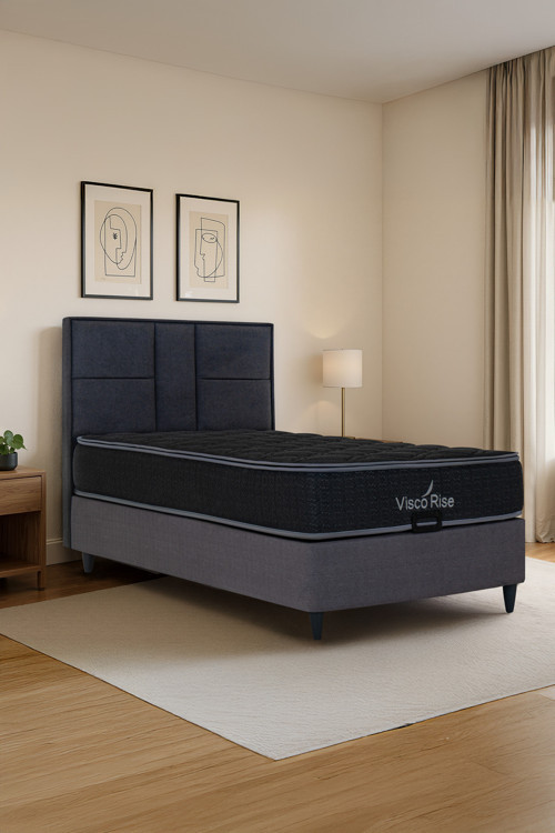 Visco Rise Visco Süngerli Paket Yaylı Full Ortopedik 3'Lü Set (Baza+Başlık+Yatak)