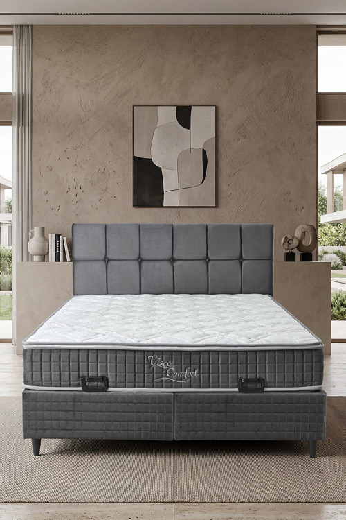 Visco Comfort Visco Süngerli Paket Yaylı Full Ortopedik 3'Lü Set (Baza+Başlık+Yatak)