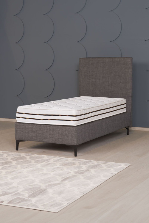 Luna Lux 3'Lü Set (Paket Yaylı Yatak, Baza, Başlık) Antrasit