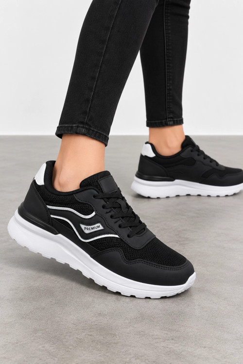 Glyph Kadın Günlük Sneaker Spor Ayakkabı Siyah-Beyaz