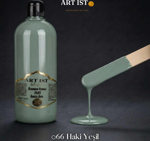 Kendinden Vernikli PLUS Su Bazlı Akrilik Boya 500ml - 066 HAKİ YEŞİL