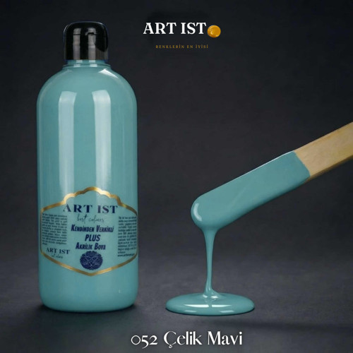 Kendinden Vernikli PLUS Su Bazlı Akrilik Boya 500ml - 052 ÇELİK MAVİ
