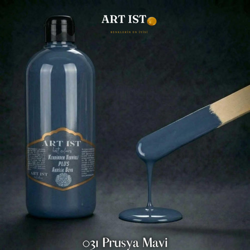 Kendinden Vernikli PLUS Su Bazlı Akrilik Boya 500ml - 031 PRUSYA MAVİ
