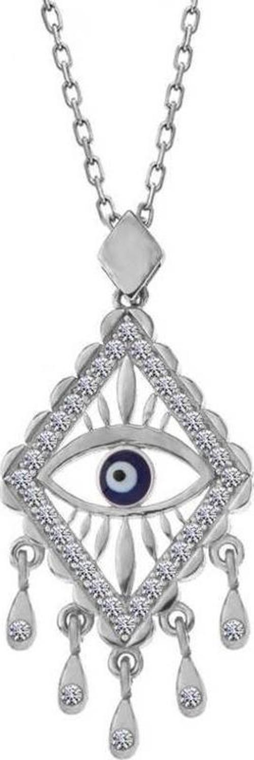 Gümüş Nazarlı Göz Kadın Kolye