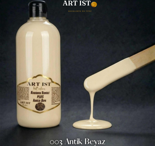 Kendinden Vernikli PLUS Su Bazlı Akrilik Boya 500ml - 003 ANTİK BEYAZ