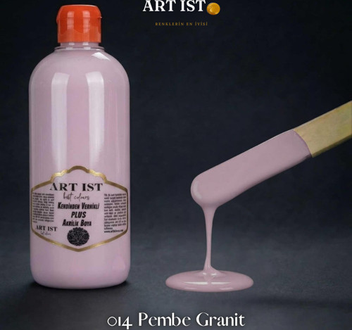 Kendinden Vernikli PLUS Su Bazlı Akrilik Boya 500ml - 014 PEMBE GRANİT