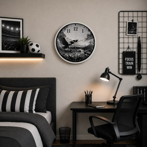 Büro Ev Ofis Dekoru için 40CM Beyaz Metal Özgür Kanatlar Taraftar Duvar Saati