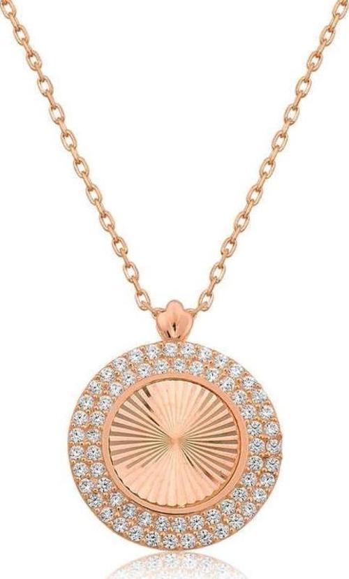 Gümüş Rose Oval Fırfır Bayan Kolye