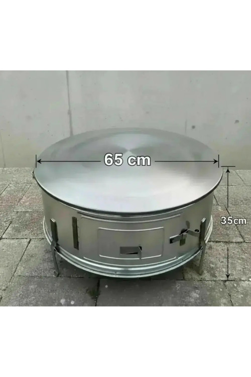 65 Cm Ekmek-Yufka-Katmer-Gözleme-Bazlama Tandırı Kalın-Çıkarılabilir- Üst Sac Çift Kat (Ekmeği Yakm