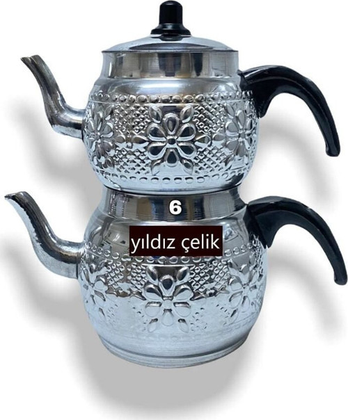 Alüminyum Alüminyum Çaydanlık Motifli No 6 (4.50 Litre) Gümüş