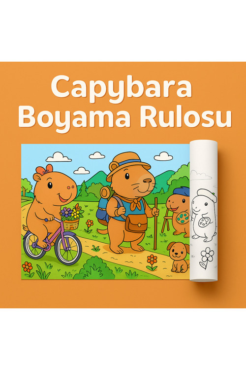 Capybara Boyama Rulosu – 3 Metre Sevimli Capybara Karakterleri | Uzun Boyama Kağıdı