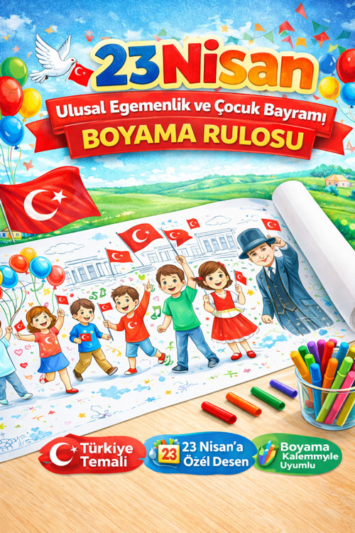 23 Nisan Ulusal Egemenlik Ve Çocuk Bayramı Boyama Rulosu