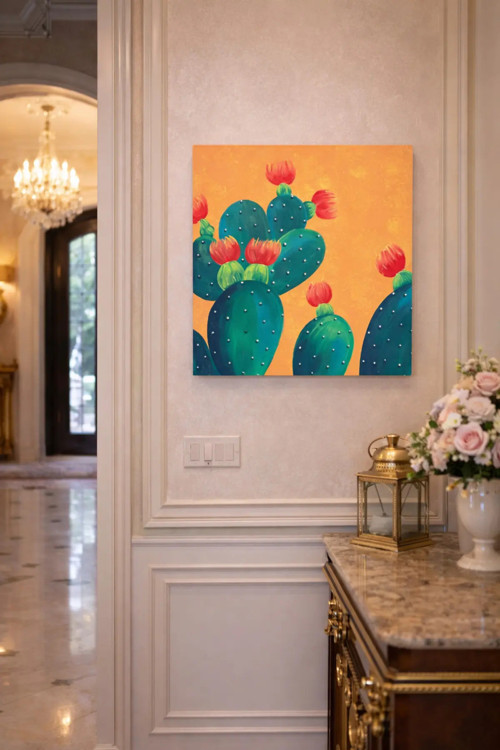 Kare Kaktüs Tablosu 40×40 Cm