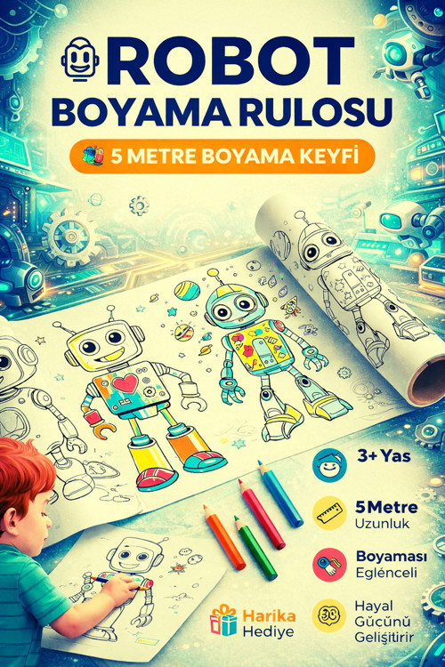 Robotları Boyuyorum Boyama Rulosu – 30 Cm X 5 M | Çocuklar Için Eğitici Ve Eğlenceli Boyama Kağıdı