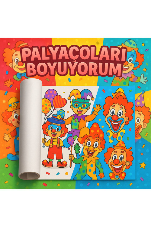 🎪✨ Palyaçoları Boyuyorum – Çocuklar İçin 5 Metrelik Renkli Boyama Rulosu | Eğlenceli Palyaço Teması, İnce Detaylı Karakterler, Keçeli Ve Pastel Boyaya Uygun