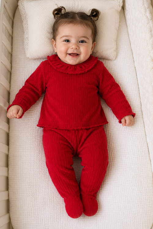 Kadife Dokulu Kız Bebek Patikli Alt Üst Takım 15302