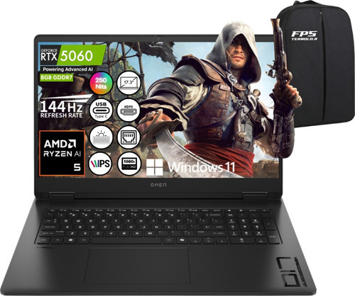 Omen 17-DB1017NT Ryzen Aı 5 340 RTX5060 24GB Ram 2tb SSD 17.3" Fhd IPS 144Hz W11 C2EZ7EA Taşınabilir Bilgisayar