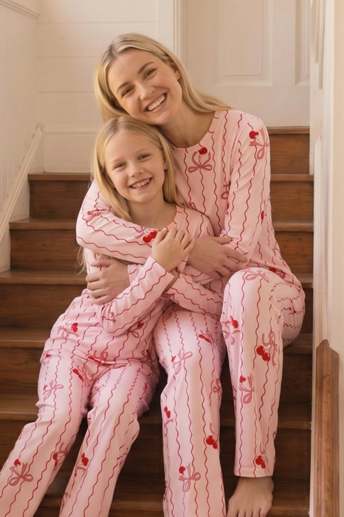 Pembe Desenli Termal Kumaşlı Ultra Soft Yumuşak Örme Pijama Takımı