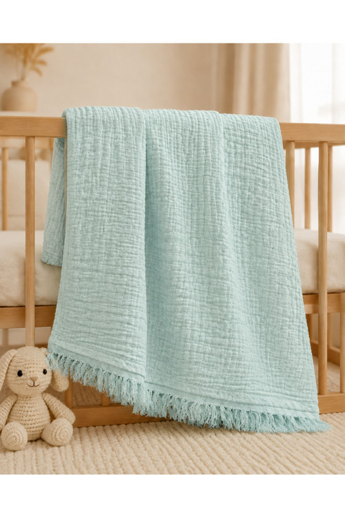Müslin Bebek Örtüsü | %100 Pamuk | 90x120 | Nefes Alan Yumuşak Yenidoğan Kundak ve Bebek Battaniyesi