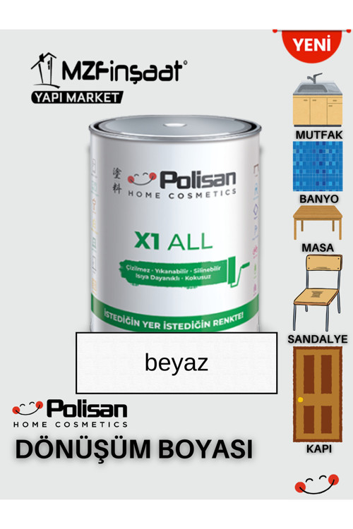 X1 All Yeni Nesil Dönüşüm Boyası Beyaz - Dolap-Fayans-Cam-Plastik-Ahşap-Duvar