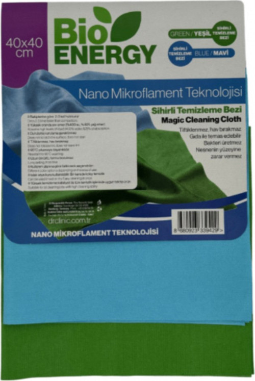 DR.CLİNİC BİOENERGY 2’Lİ GENEL TEMİZLİK BEZİ YEŞİL MAVİ
