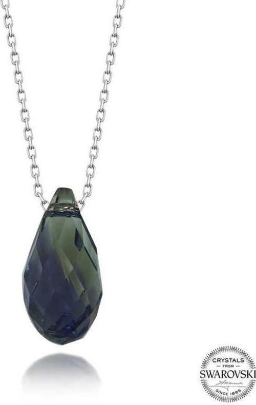 Swarovski Crystal Taşlı Drop Kesim Gümüş Kadın Kolye