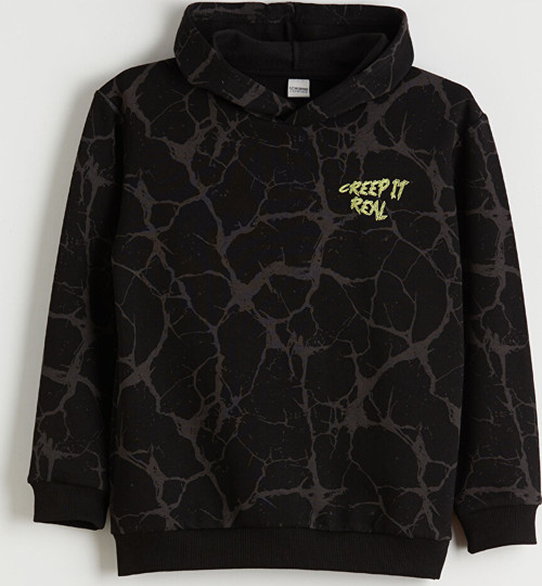 LCW Kids Siyah Kapüşonlu Erkek Çocuk Sweatshirt