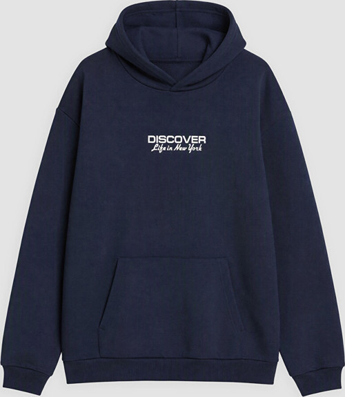 LCW Kids Lacivert Kapüşonlu Baskılı Erkek Çocuk Sweatshirt