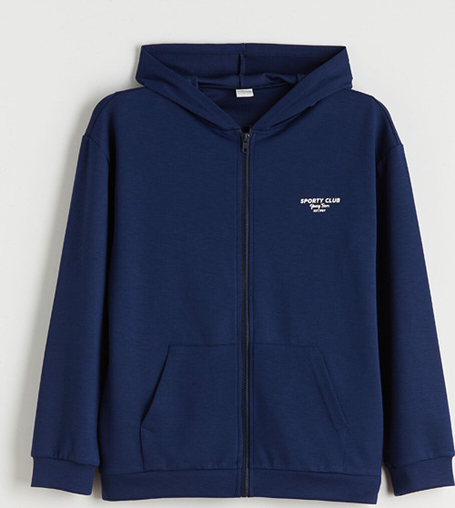 LCW Kids Lacivert Kapüşonlu Erkek Çocuk Fermuarlı Sweatshirt