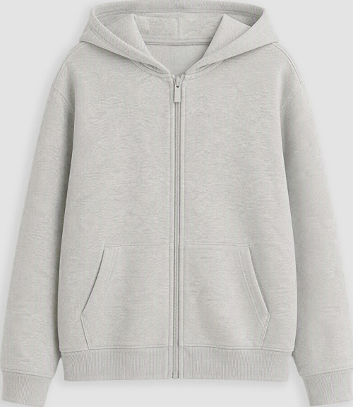 LCW Kids Gri Kapüşonlu Kalın Kız Çocuk Fermuarlı Sweatshirt