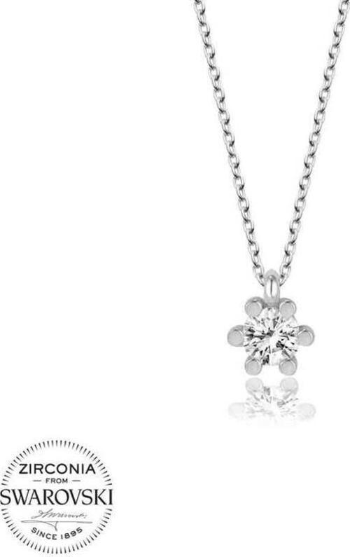 Swarovski Taşlı Gümüş Tektaş Bayan Kolye