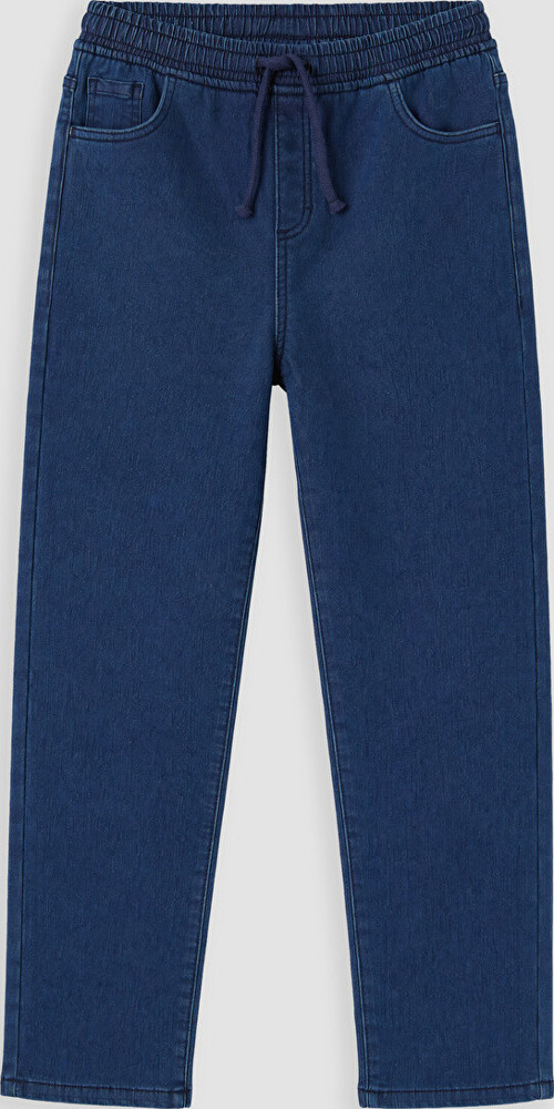 LCW Kids İndigo Beli Lastikli Polar Astarlı Erkek Çocuk Jean Pantolon