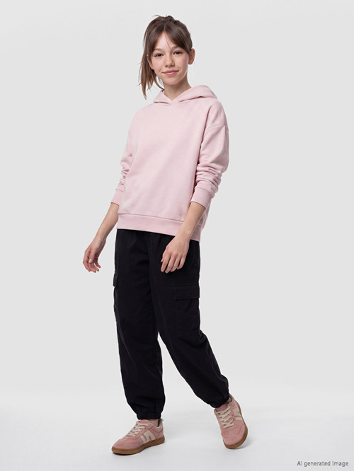 Lcw Kids Siyah Kız Çocuk Gabardin Kargo Pantolon