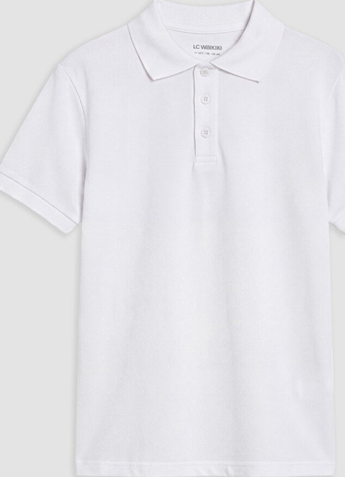LCW Kids Beyaz Polo Yaka Kız Çocuk Tişört