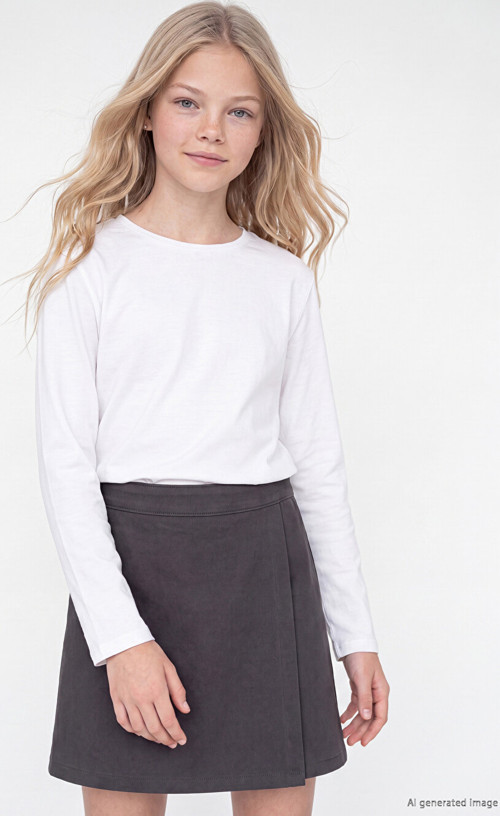 LCW Kids Beyaz Bisiklet Yaka Basic Kız Çocuk Tişört