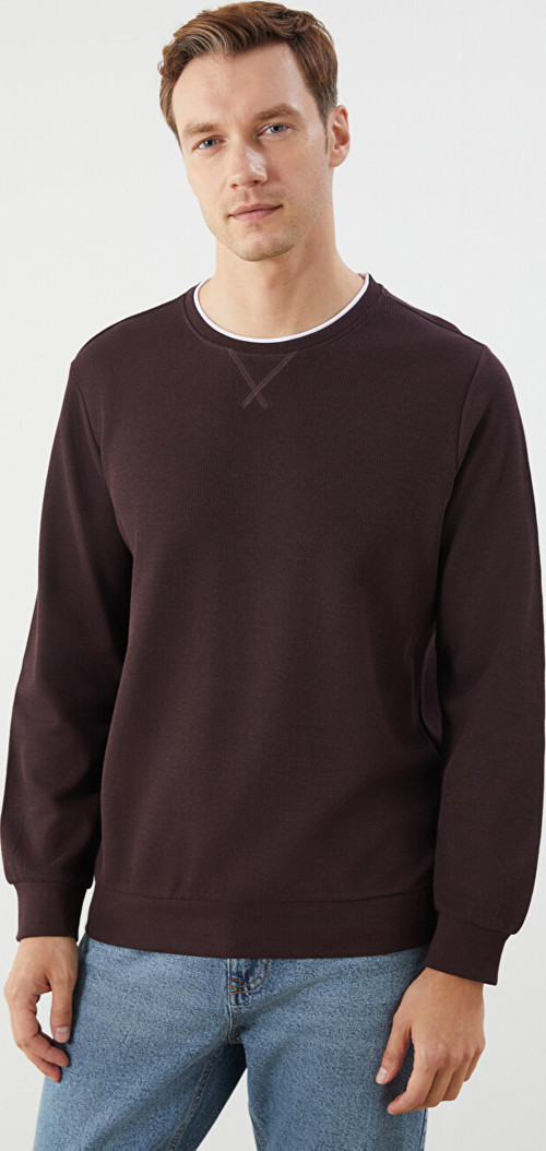 LCWAIKIKI Classic Mürdüm Bisiklet Yaka Uzun Kollu Erkek Sweatshirt