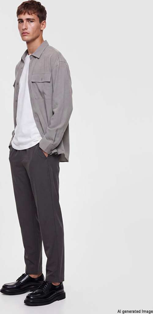 LCW Vision Gri Slim Fit Erkek Pileli Pantolon