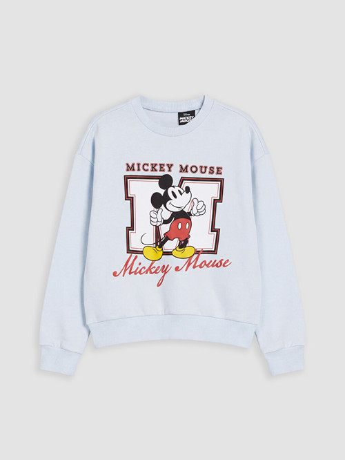 LC WAIKIKI Mavi Mickey Mouse Baskılı Kız Çocuk Sweatshirt