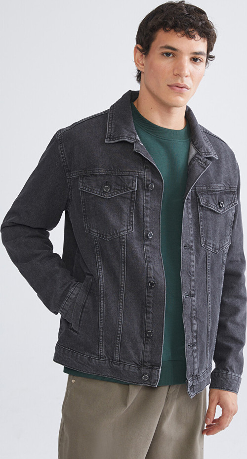 LCW Jeans Gri Standart Kalıp Erkek Jean Ceket