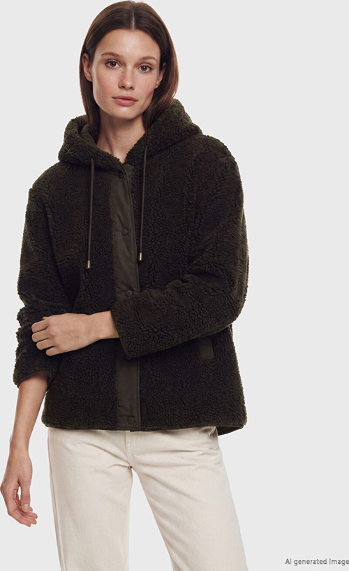 LCW Modest Kahverengi Kapüşonlu Oversize Kadın Pelüş Mont
