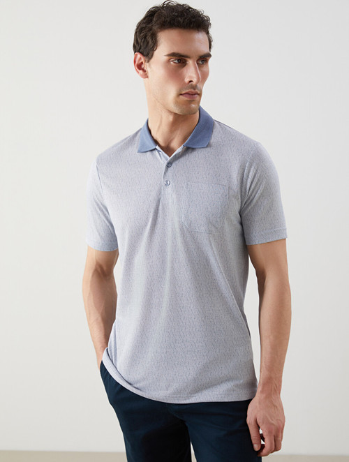 LCWAIKIKI Classic İndigo Polo Yaka Merserize Görünümlü Erkek Tişört