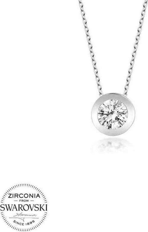 Swarovski Taşlı Gümüş  Tektaş Bayan Kolye