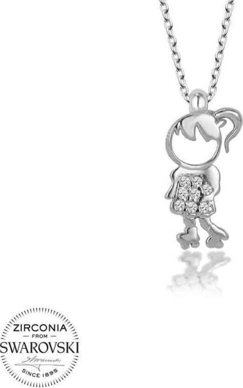 Swarovski Taşlı Gümüş Çocuk Bayan Kolye